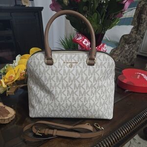 Michael Kors Cream and Brown Satchel